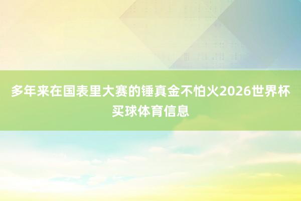 多年来在国表里大赛的锤真金不怕火2026世界杯买球体育信息