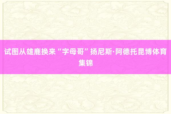 试图从雄鹿换来“字母哥”扬尼斯·阿德托昆博体育集锦