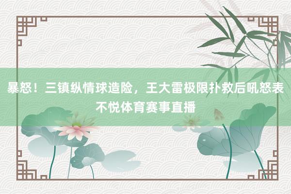 暴怒！三镇纵情球造险，王大雷极限扑救后吼怒表不悦体育赛事直播