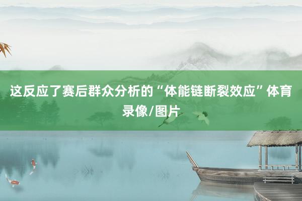 这反应了赛后群众分析的“体能链断裂效应”体育录像/图片