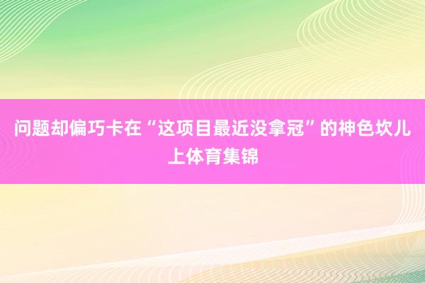 问题却偏巧卡在“这项目最近没拿冠”的神色坎儿上体育集锦