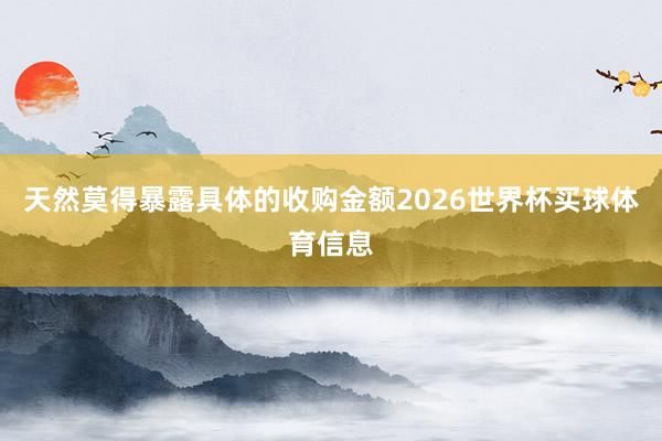 天然莫得暴露具体的收购金额2026世界杯买球体育信息