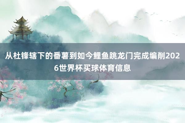 从杜锋辖下的番薯到如今鲤鱼跳龙门完成编削2026世界杯买球体育信息
